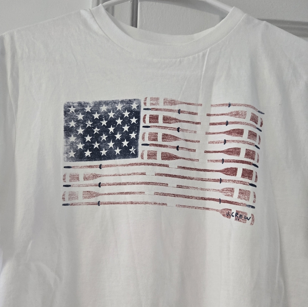 NWOT J Crew Factory American Flag White Graphic T-Shirt - Picture 2 of 4